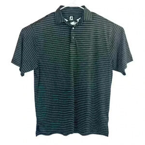 FootJoy Golf‎ Polo Large Black with White Stripes West Lake - Athletic Fit